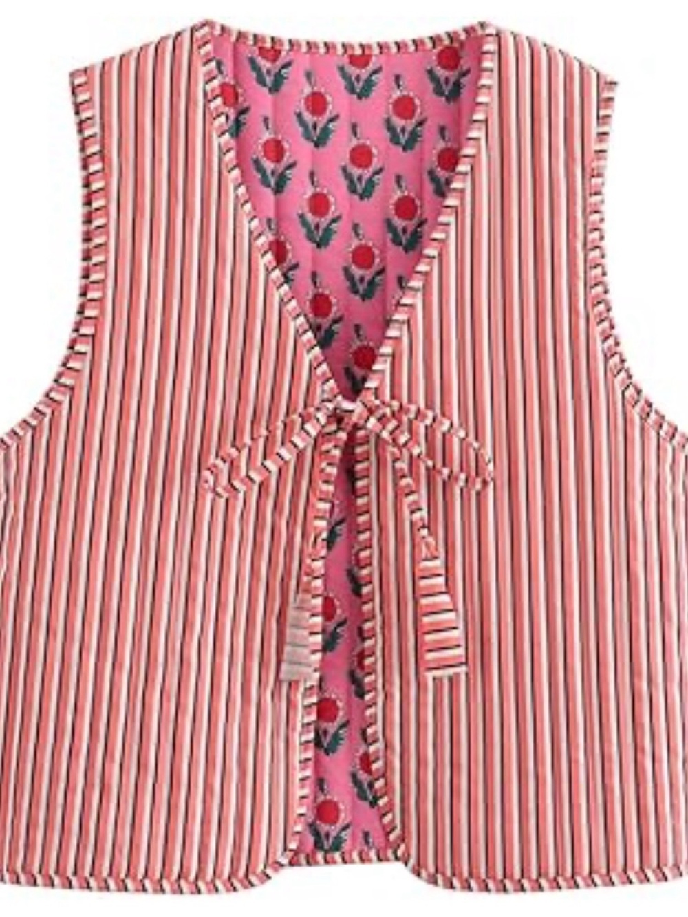 Sz M Miss Sparkling Hot Pink Floral Patchwork Quilt Vest - Picture 14 of 16